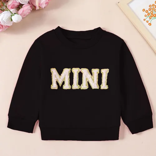 Vista 2 de Winioder Mommy and Me - Conjunto a juego con estampado de letras y cuello redondo, sudadera de manga larga para bebé