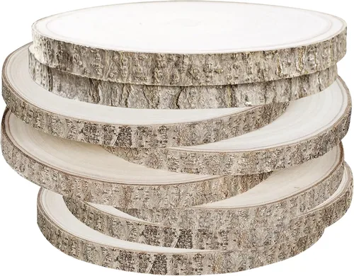 Vista 13 de Sancodee 8 piezas grandes de rodajas de madera sin acabar, tablas de madera de 6-7 pulgadas para centros de mesa, círculos de madera natural