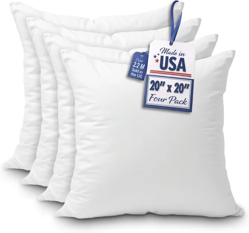 Vista 10 de Foamily Juego de 4 rellenos para almohada hipoalergénicas de primera calidad, con forma cuadrada de poliéster, estándar, blancos