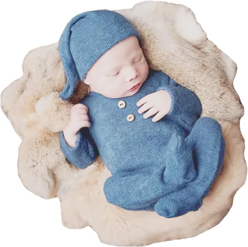 Vista 8 de Accesorios de fotografía para recién nacidos, trajes de bebé niños y niñas, sombrero de cola larga y disfraz para sesión de fotos