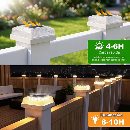 Vista 4 de Brightever 3.5 x 3.5 4x4 luz solar para poste al aire libre, paquete de 4 luces solares para postes de madera/vinilo, 3 modos de iluminación, luces