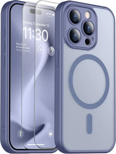 Vista 244 de SPIDERCASE Funda magnética translúcida diseñada para iPhone 11, con 2 protectores de pantalla de vidrio templado, antihuellas, para iPhone 11 de 6.1