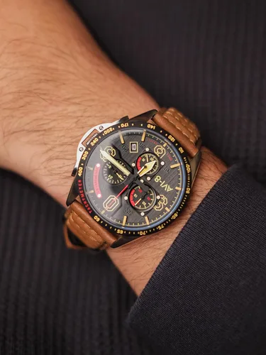 Vista 3 de AVI-8 P-51 Mustang Blakeslee Chrono Negro Marrón