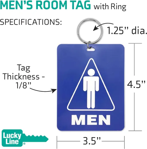 Vista 5 de Lucky Line - Etiqueta para llave de baño para hombre, plástico con llavero dividido para restaurante, oficina, gasolinera, 1 paquete (53101) grande