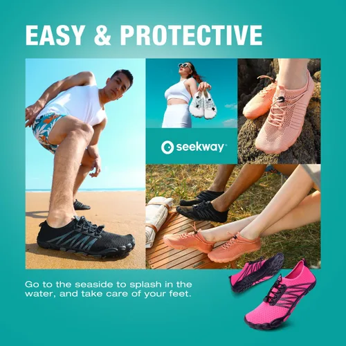 Vista 7 de SEEKWAY - Zapatos de agua unisex, de secado rápido, tipo calcetín y con sensación de pies descalzos para adultos ideales para playa, natación, río