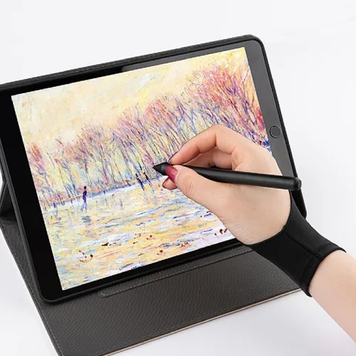 Vista 6 de 1 guante de dibujo para mano izquierda y derecha para tableta de dibujo digital, iPad, boceto de papel