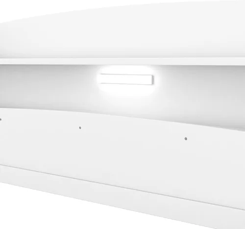 Vista 5 de Harper & Bright Designs Cama de plataforma de tamaño matrimonial con cabecera de almacenamiento, luz LED integrada y barandilla, marco de cama
