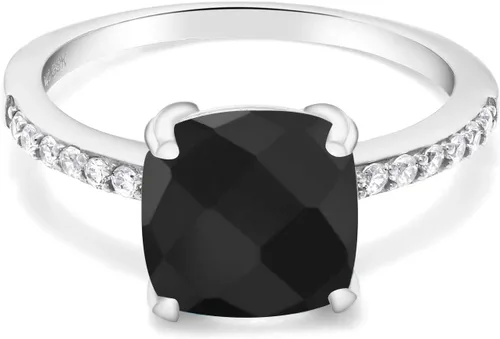 Vista 3 de Gem Stone King Anillo de compromiso de plata de ley 925 con piedra preciosa de corte cojín de 0.315 in Anillo de compromiso de aniversario de boda