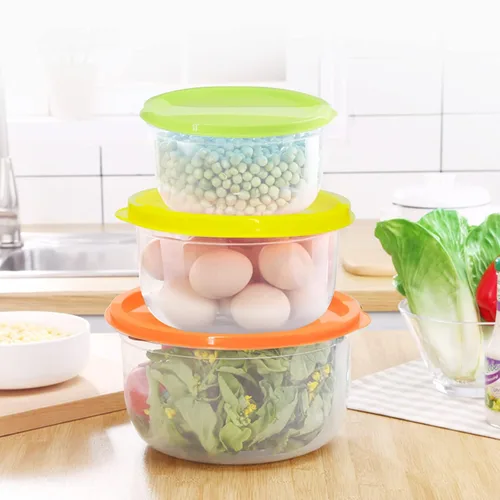 Vista 7 de Juego de ensaladeras de plástico multicolor, apto para microondas y lavavajillas, ideal para hornear, preparar, cocinar y servir alimentos