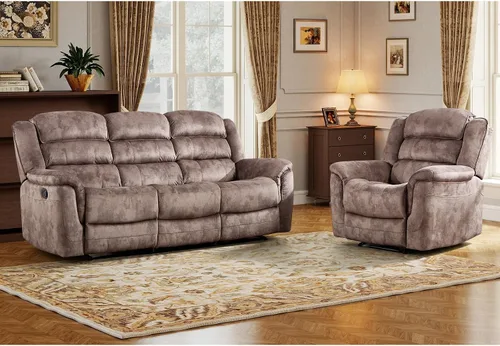 Vista 28 de EBELLO - Silla reclinable manual, sofá reclinable de tela suave con apoyabrazos y respaldo acolchado para sala de estar, dormitorio, color marrón