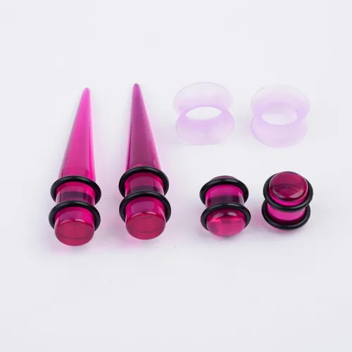 Vista 4 de Kit de estiramiento de orejas de silicona acrílica, 50 piezas cónicos ligeros, túneles y tapones para expansores de iniciación Juego de piercings