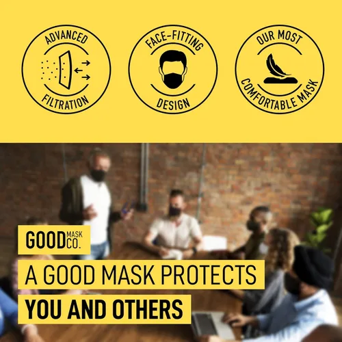 Vista 3 de Good Mask Co. Good Comfort KN95 - Mascarilla facial KN95 desechable, plegable, eficiencia de filtro del 95 %, máscaras faciales cómodas, máscaras