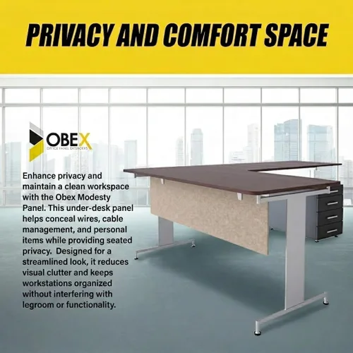 Vista 5 de OBEX Modesty Desk - Pantalla acústica de privacidad de PET, panel absorbente de sonido, ideal para recepción, mesa de estudiante u oficina