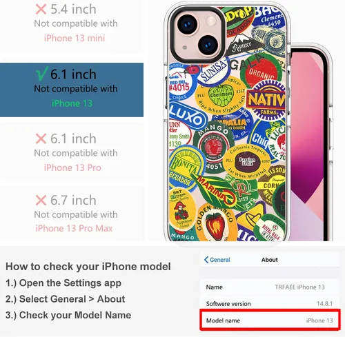 Vista 2 de Funda para teléfono compatible con iPhone 13, protección contra caídas que absorbe los golpes, funda protectora de TPU suave y transparente diseñada