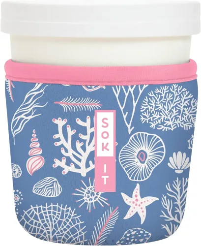 Vista 189 de Sok It IceCreamSok - Funda de neopreno aislada (flores abstractas, pintas de helado cónicas)
