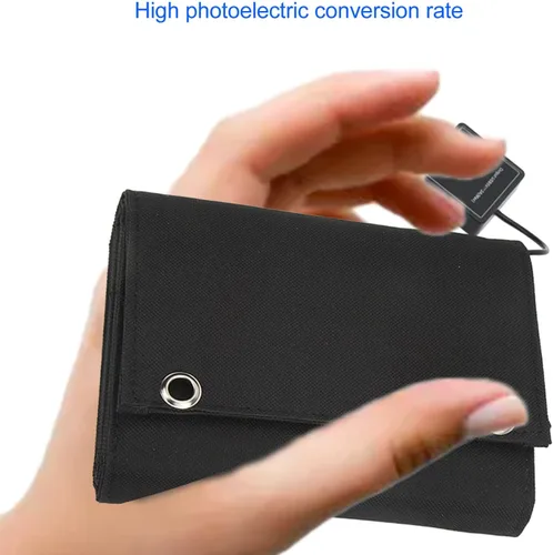 Vista 2 de Cargador de panel solar portátil de 25 W, 5 V 2.5 A, kit de cargador solar plegable para teléfono, 8 paneles solares plegables con 1 a 3 cables