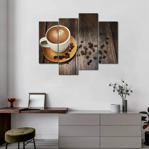 Vista 3 de Arte de pared de café marrón para bar, impresión de imagen con tema de café en lienzo para cocina, sala de estar, decoración del hogar
