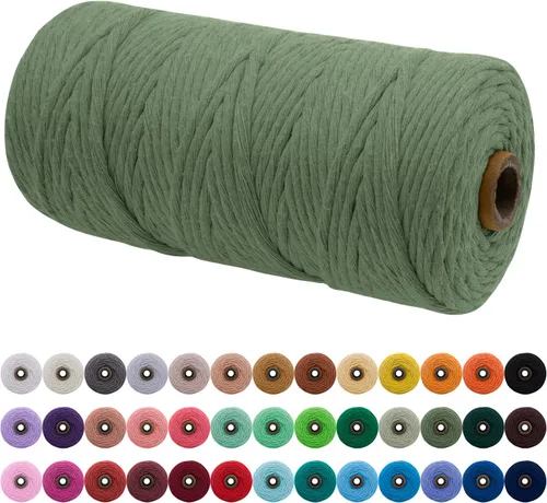 Vista 78 de JeogYong Cordón de macramé de un solo hilo 3 mm x 109 yardas (328 pies) Cuerda de algodón suave Hilo de macramé de 3 mm, suministros de macramé
