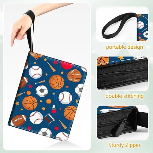 Vista 6 de Carpeta de Tarjetas de Béisbol y Fútbol con 480 Bolsillos y 60 Fundas Extraíbles, Carpeta Portátil para Tarjetas de Baloncesto y Deportes, Álbum