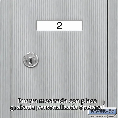 Vista 4 de Salsbury Industries Buzón vertical montado en superficie 3506ASU con 6 puertas y acceso USPS, aluminio