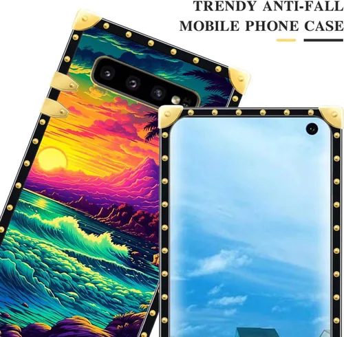 Vista 2 de Funda compatible con Samsung Galaxy S10 4G, TPU suave de lujo y parte trasera de policarbonato duro para niñas y mujeres, funda protectora a prueba