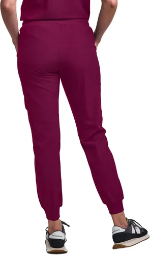 Vista 5 de Green Town Conjunto de ropa quirúrgica para mujer, pantalón deportivo y parte superior con cuello en V, 5 bolsillos, cintura de yoga, uniforme