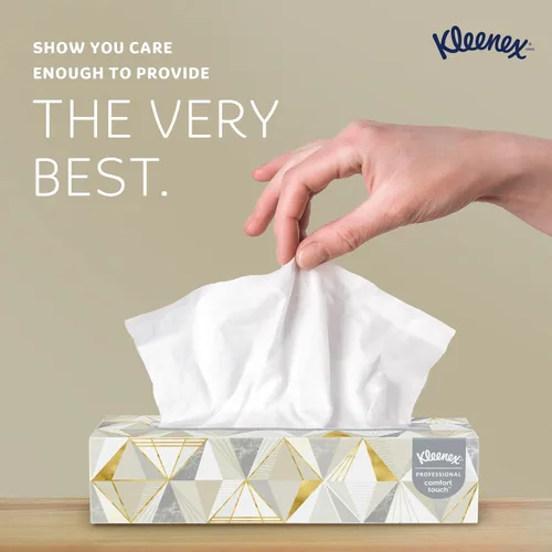 Vista 4 de Kleenex Pañuelo facial profesional, a granel (03076), 2 capas, blanco, cajas de pañuelos faciales planas para negocios, estuche de conveniencia