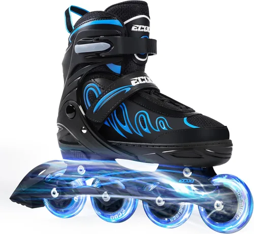 Vista 9 de Patines en línea para niñas y niños de 5 a 8 años, 8 a 12 años, ruedas iluminadas, tamaño ajustable, para niños, adultos, mujeres, exteriores