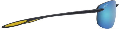 Vista 3 de Maui Jim Gafas de sol unisex Hookipa Ultra Rectangular Mate sólido azul oscuro W/amarillo/azul Hawaii polarizado