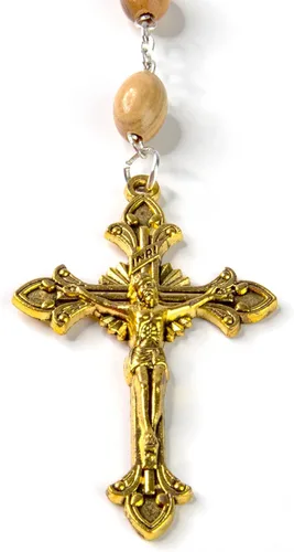 Vista 5 de Rosario de madera católica con medalla milagrosa de plata para hombres y mujeres, cuentas de madera de olivo de Tierra Santa de Israel con colgante