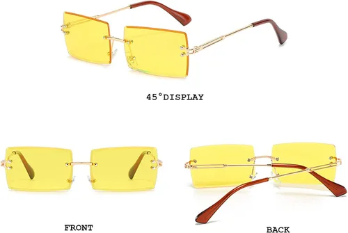 Vista 2 de BUTABY - Lentes de sol rectangulares tipo sin montura para mujeres u hombres, ultraligeros y con montura de metal, lentes cuadrados UV400, unisex