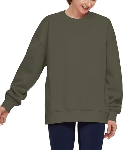 Vista 8 de THE GYM PEOPLE Sudadera de forro polar con cuello redondo y ajuste holgado para mujer