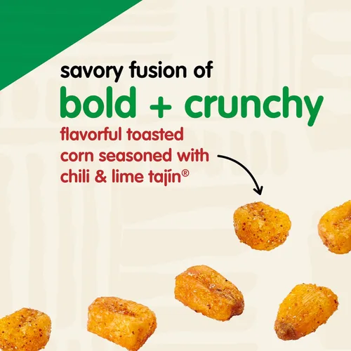 Vista 4 de Snak Club Tajin Maíz Tostado, Nuggets de Maíz Tostado con Condimento de Chile y Lima, Suave, Sin OGM, Sin Gluten, Aperitivo Kosher, Sin Colores ni