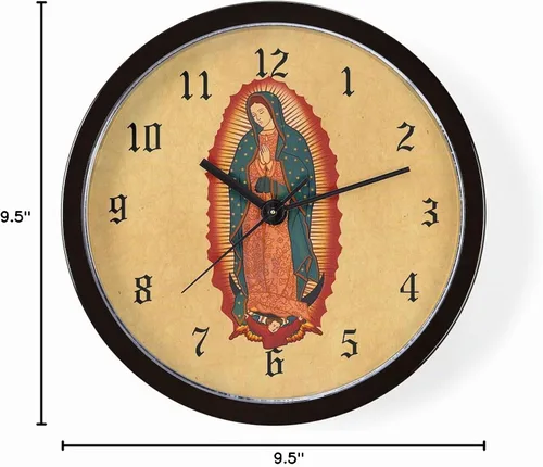 Vista 2 de CafePress Reloj de pared Virgen de Guadalupe de 10 pulgadas para sala de estar, cocina u oficina