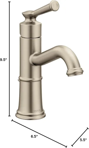 Vista 15 de Moen Belfield Grifo de Lavabo de Baño de Una Manija en Níquel Cepillado con Ensamble de Desagüe y Placa de Cubierta Opcional, 6402BN