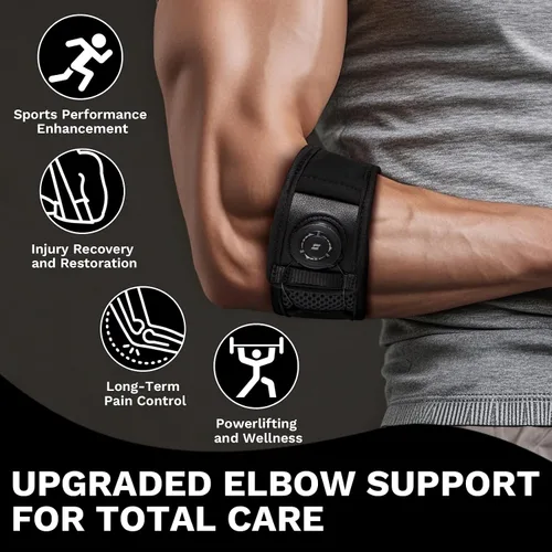 Vista 3 de Codera de tenis para hombres y mujeres (S/M solo para brazos más pequeños), codo para tendinitis, codo de tenis y codo de golfista, correa de codo