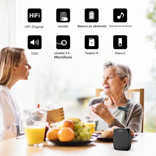 Vista 5 de ZOWEETEK Amplificador de voz inalámbrico con micrófonos de mano y Lavalier para profesor Megáfono portátil, altavoz Bluetooth, recargable