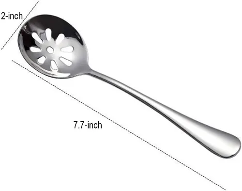 Vista 2 de Paquete de 2 cucharas ranuradas de acero inoxidable de 7.7 pulgadas para bufé, cena, restaurantes, cocina (cuchara ranurada)