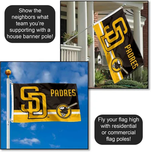 Vista 3 de WinCraft Bandera de San Diego Padres Logo Insignia de 3 x 5 pies con ojal