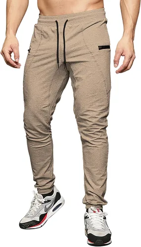 Vista 3 de MAIKANONG Pantalones deportivos ajustados para hombre, pantalones de entrenamiento para gimnasio, correr, atletismo, casual