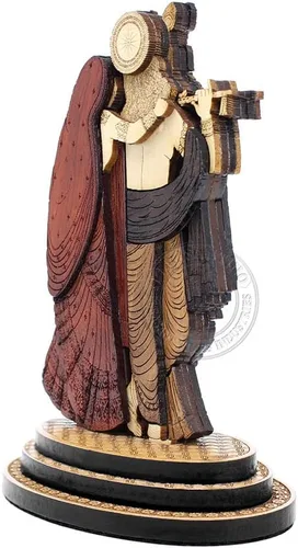 Vista 5 de Estatua tallada en madera de Radha Krishna de 4 pulgadas en maderas duras exóticas - Ídolo de Radha Krishna de madera multicapa hecho a mano