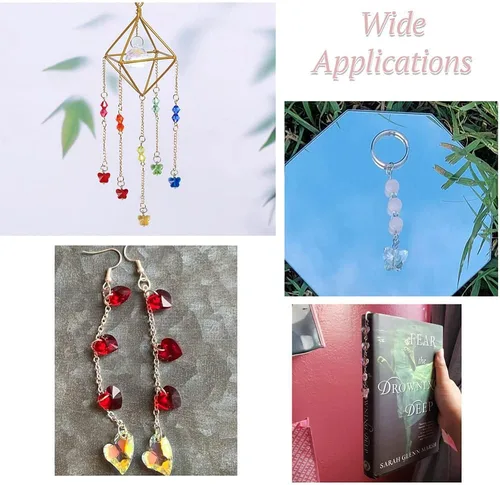Vista 6 de Cheriswelry 96 dijes de cristal de mariposa transparente facetados, colgantes de corazón de amor, adornos colgantes de 51.732 in para hacer aretes