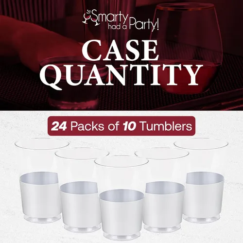 Vista 8 de Smarty Had A Party Vasos desechables transparentes de 12 onzas con parte inferior plateada – 240 vasos de plástico para cócteles, café helado
