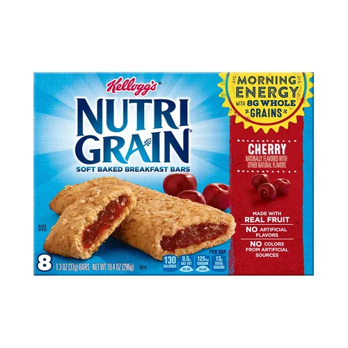Vista 8 de Kellogg's Nutri-Grain, barras de desayuno horneadas suaves, cereza, hechas con grano entero, 10.4 onzas (8 unidades)