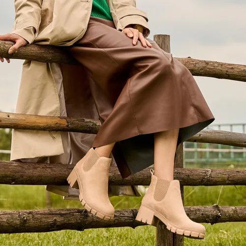 Vista 7 de Botas Chelsea para mujer, cómodas botas con suela de lengüeta, botines al tobillo
