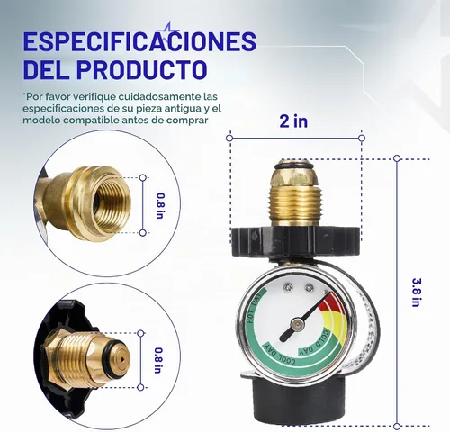 Vista 4 de BlueStars [100% latón sólido] Adaptador de tanque de propano de 100 libras