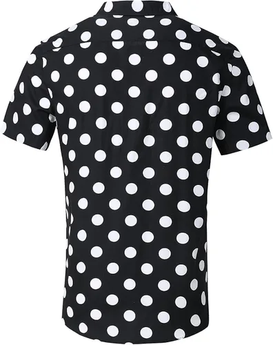 Vista 2 de Camisa casual de manga corta con estampado de lunares para hombre