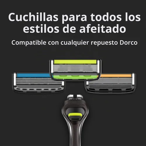 Vista 7 de Dorco Pace 6 Pro - Sistema de maquinilla de afeitar de seis cuchillas con recortadora - Paquete de 10 (1 mango + 10 cartuchos)