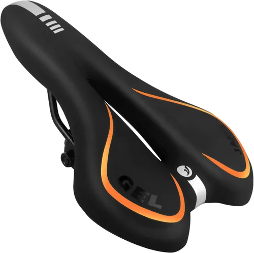 Vista 8 de MSDADA Asiento de bicicleta de gel, sillín de bicicleta para hombres y mujeres, asiento de bicicleta impermeable, cómodo y suave cojín para Negro