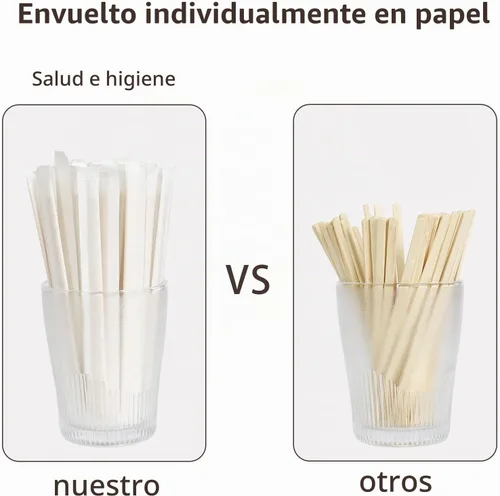 Vista 3 de 1000 unidades de palitos de café de bambú envueltos individualmente – Palitos para remover café de 5.5 pulgadas, palitos para remover para la barra